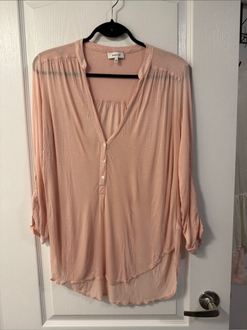 Aritzia Babaton Women's Top Pink XS Neutral Boho Business casual Peasant Flowy